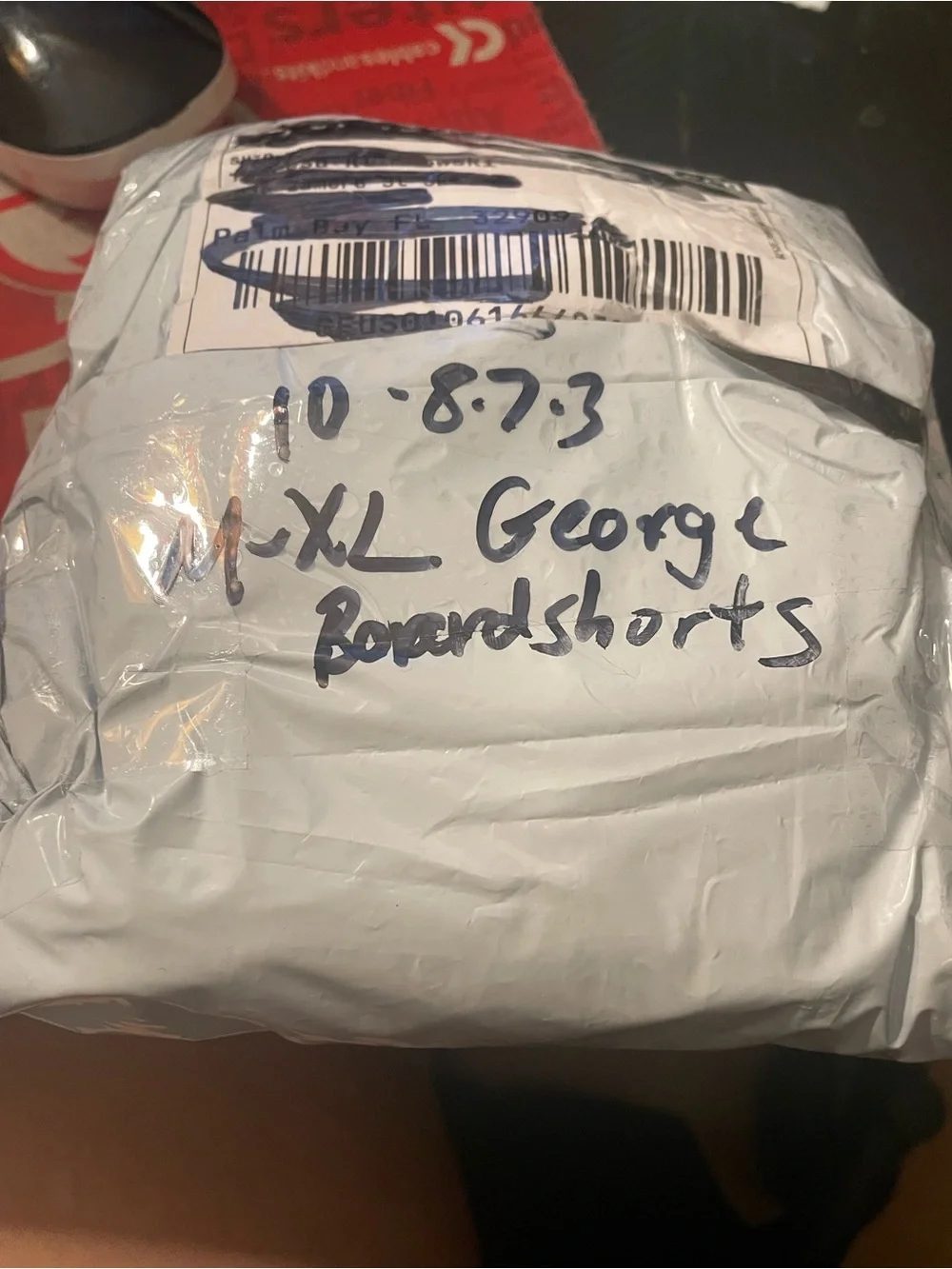 George Navy Swim Shorts with Blue & Teal Tropical Print